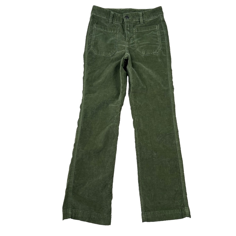 Free People Pants Womens 2 High Time Velvet Microcord No‎ Back Pocket Olive